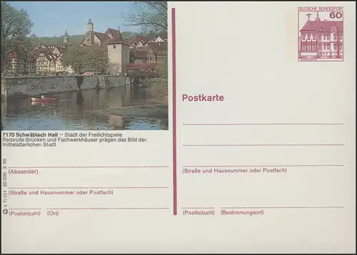 P138-s7/101 7170 Schwäbisch Hall, motif de la ville **