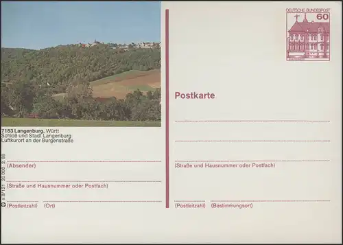 P138-s8/121 7183 Langenburg, Stadtansicht mit Schloß **