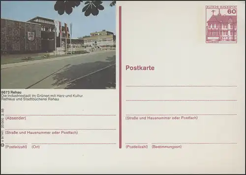 P138-s9/141 8673 Rehau, Hôtel de ville et bibliothèque municipale **