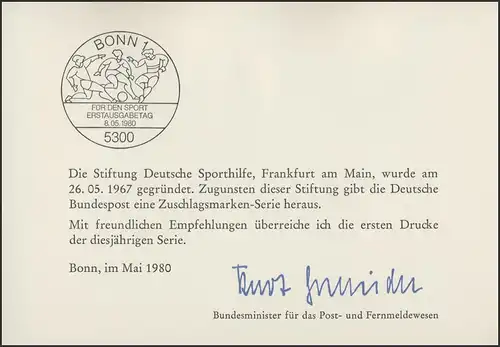 MinKa 11/1980 Sporthilfe: Fußball, Skilauf etc.