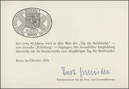 MinKa 20/1976 Tag der Briefmarke