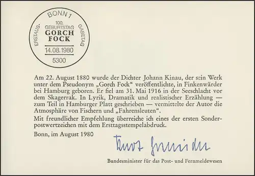MinKa 20/1980 Johann Kinau, Gorch Fock