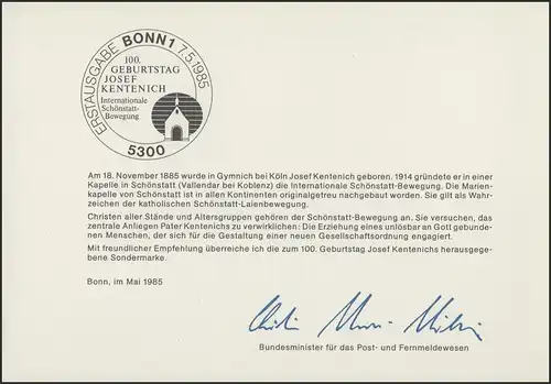 MinKa 14/1985 Josef Kentenich, Pallottiner-Pater