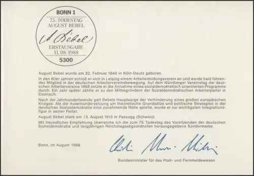 MinKa 25/1988 August Bebel, Sozialdemokrat