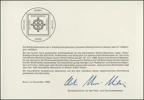 MinKa 32/1988 Action de don de timbres Béthel