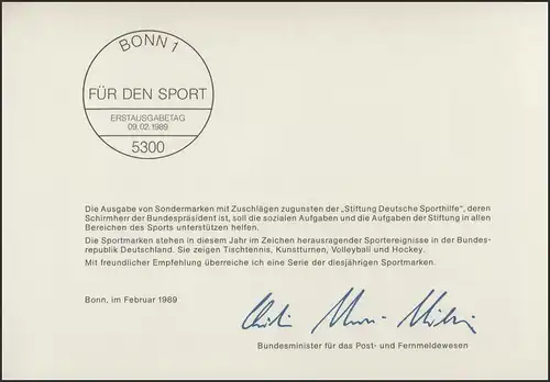 MinKa 08/1989 Sporthilfe: Tischtennis, Kunstturnen