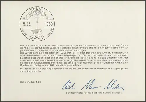 MinKa 19/1989 L'apôtre Francais Kilian, Colonat, Totnam