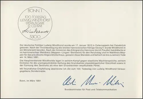 MinKa 14/1991 Ludwig Windthorst, Politiker