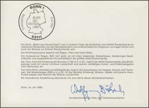 MinKa 27/1993 Images de l'Allemagne: Rügen, Harz, Rhön