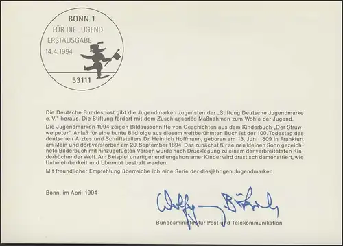 MinKa 12/1994 Jeunesse Struwwelpeter, Heinrich Hoffmann