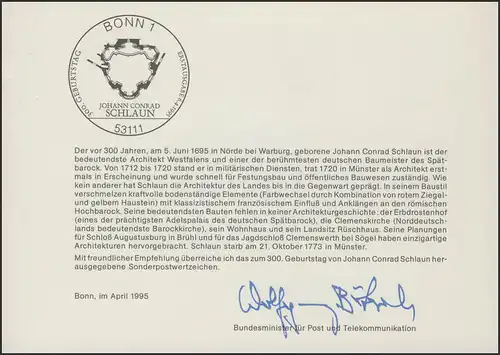 MinKa 11/1995 Johann Conrad Schlaun, Baumeister