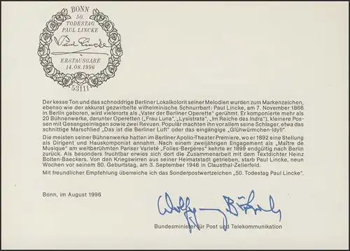 MinKa 28/1996 Paul Lincke, Komponist