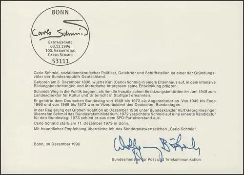 MinKa 41/1996 Carlo Schmid, Politiker