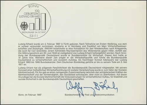MinKa 07/1997 Ludwig Erhard, homme politique