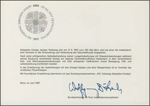 MinKa 19/1997 Sebastian Kneipp, spécialiste de la médecine naturelle