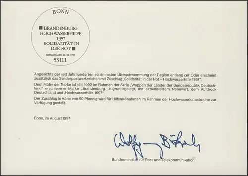 MinKa 28A/1997 Hochwasserhilfe Brandenburg