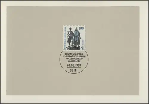 MinKa 29/1997 SWK 100 Pf. Goethe Schiller-Monument Weimar
