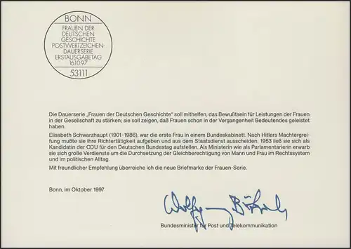 MinKa 38/1997 Femmes: Elisabeth Schwarzkapführ, politique