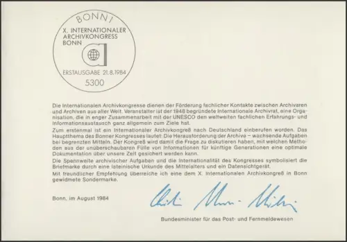 MinKa 20/1984 Congrès des archives de Bonn