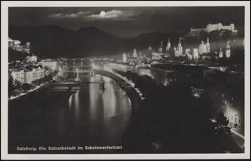 Carte de la vue Salzbourg. La ville de Saltach dans le phare, SALZBURG 20.7.38