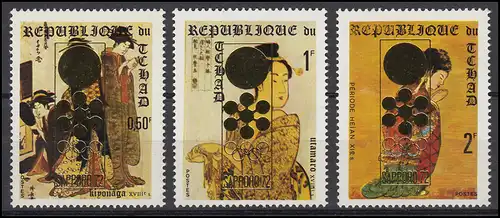 Tchad: Olympia / American Winter Games Sapporo 1972, 3 valeurs, ensemble **