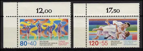 777-778 Sport Gymnastik und Judo Berlin 1987: Satz Ecken oben links **