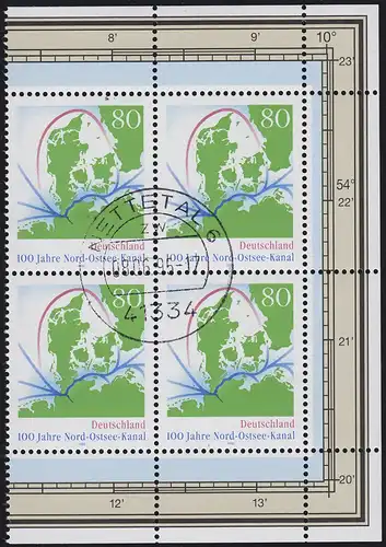 1802 Nord-Ostsee-Kanal: Vbl. rechts, zentrischer Vollstempel NETTETAL 8.6.95