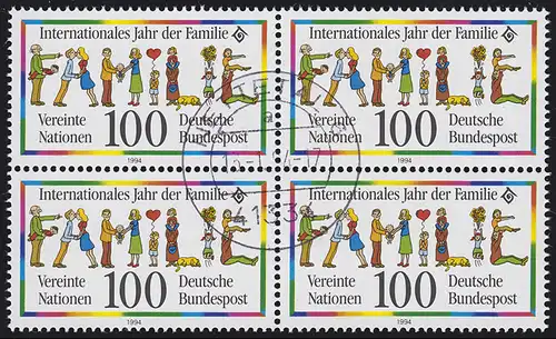 1711 Année de la famille: Quadruple, timbre complet centré NETTETAL 13.1.94