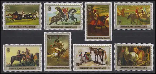 Rwanda / Rwandaise: tableaux de chevaux Horses of paintings, 8 valeurs, ensemble **