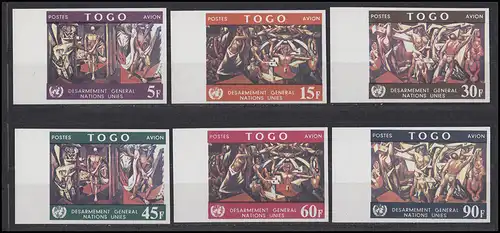 Togo: Mur de la PAIX DES Nations Unies par Jose Vela Zanetti, 6 valeurs UNDIET **