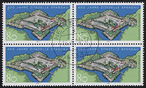 1739 Zitadelle Spandau: Viererblock, zentrischer Vollstempel NETTETAL 16.6.94