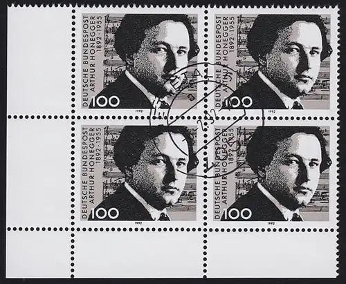 1596 Arthur Honegger ER-Vbl unten links zentrischer Vollstempel NETTETAL 6.2.92