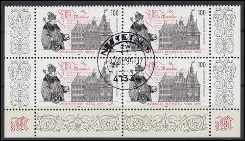 1773 Wormser Reichstag: Rand-Vbl. unten zentrischer Vollstempel NETTETAL 12.1.95