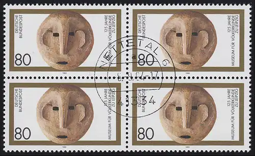 1751 Museum für Völkerkunde: Viererblock zentrischer Vollstempel NETTETAL 8.9.94