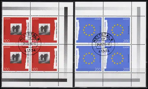 1790-1791 Europa/CEPT: Viererblock-Satz rechts, zentrischer Vollstempel NETTETAL