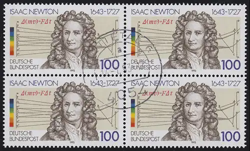 1646 Isaac Newton: Viererblock, zentrischer Vollstempel NETTETAL 14.1.93