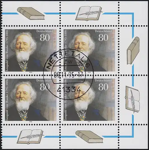 1826 Leopold von Ranke: Viererblock rechts, zentrischer Vollstempel NETTETAL