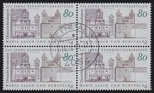 1671 Maria Laach Bursfelde: Viererblock zentrischer Vollstempel NETTETAL 15.4.93