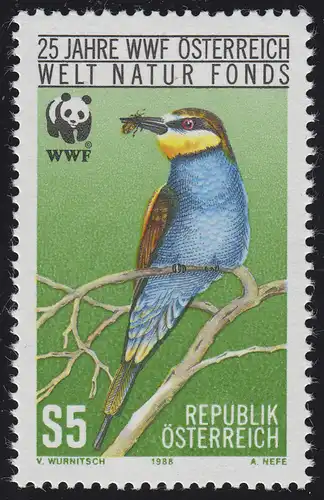 Österreich WWF Vögel Birds - Der Bienenfresser Merops apiaster, postfrisch **