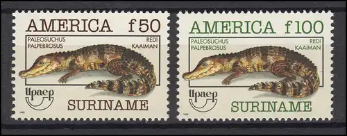 Suriname 1455-1456 Kaiman Paleosuchus & Upaep-Ausstellung 1993, 2 Werte, Satz **