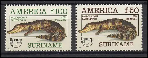 Suriname 1455-1456 Exposition Upaep & Kaiman Paleosuchus 1993, 2 valeurs, ensemble **