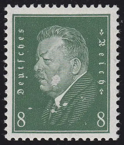 412z Reichspräsident Ebert 8 Pf. grünliche Gummierung, * Falz, BPP-geprüft