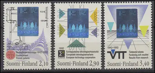 Finlande Hologramme Inventions & Technologies & Recherche 1992, 3 valeurs, ensemble **