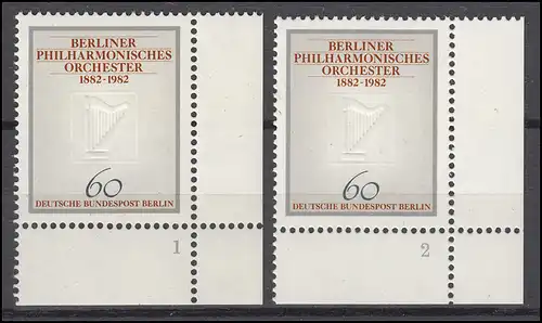 666 Philharmonie de Berlin 1982: 2 coins avec FN 1 et Fn 2 **