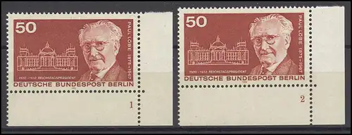 515 Président du Reichstag Paul Löbe Berlin 1975: 2 coins avec FN 1 et Fn 2 **