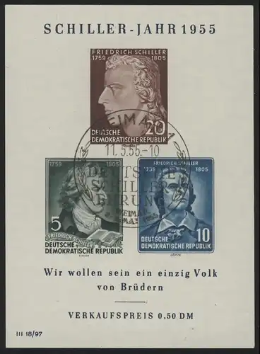 Bl.12XII Schiller-Jahr 1955, SSt Weimar 11.5.1955