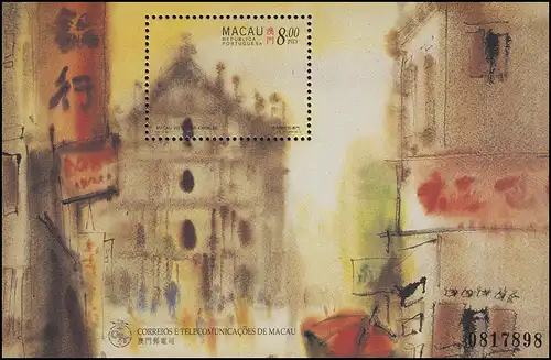 Macao: Vues de la ville & architecture - 4 dessins de Kwok Se 1997, bloc **