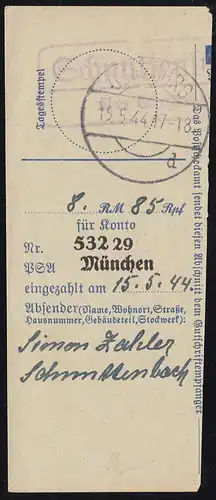 Landpost Schmittenbach sur le droit de dépôt du 15.5.194