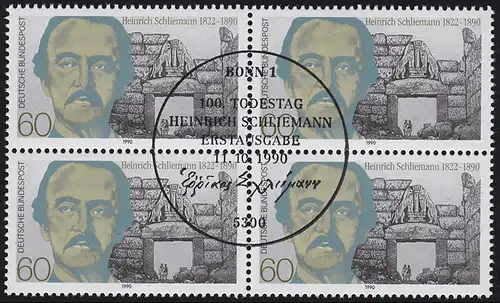 1480 Heinrich Schleischmann 1990: Quadraerblock en haut à droite ESSt Bonn 11.10.90