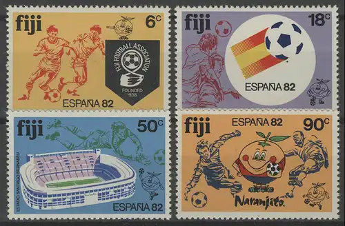 Fußball Fidschi-Inseln: SPANIEN'82 - Spielszenen & Fußballstadion, 4 Marken **